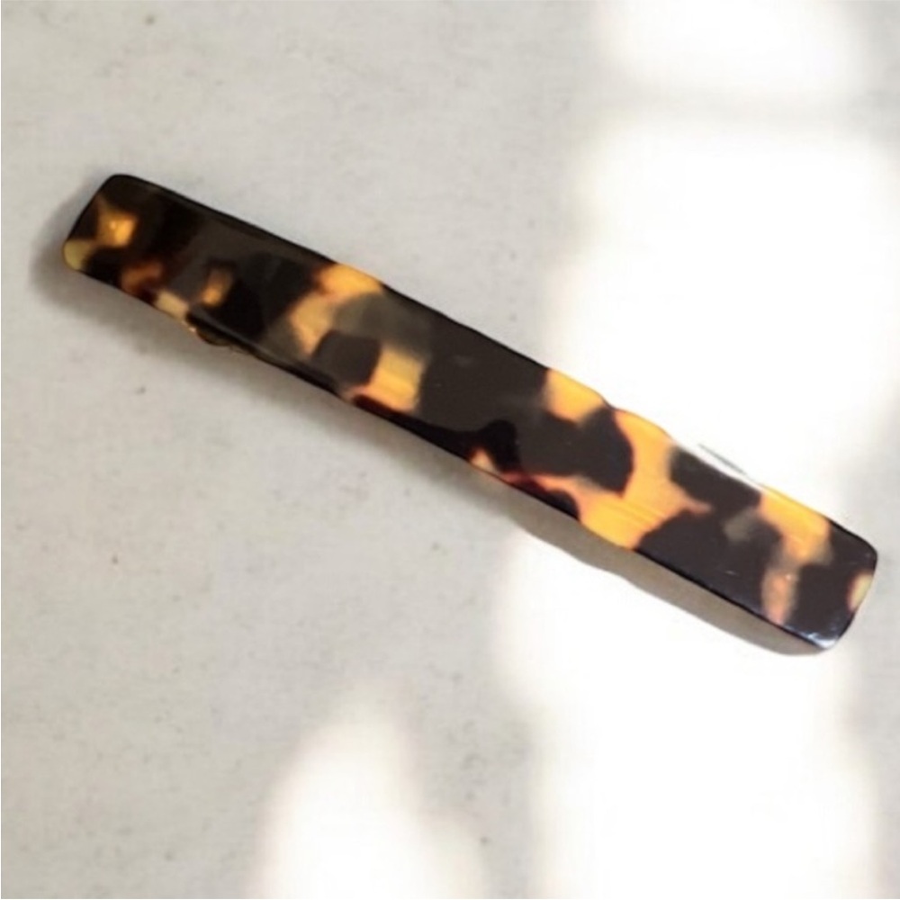 New 1980’s Vintage Animal Print French Bar Barrette, Deadstock  3” Long